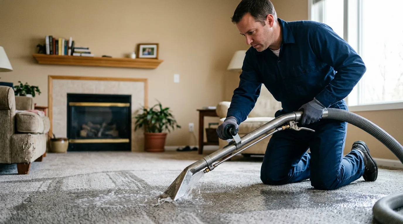 Water damage restoration technician working near Annawan, IL